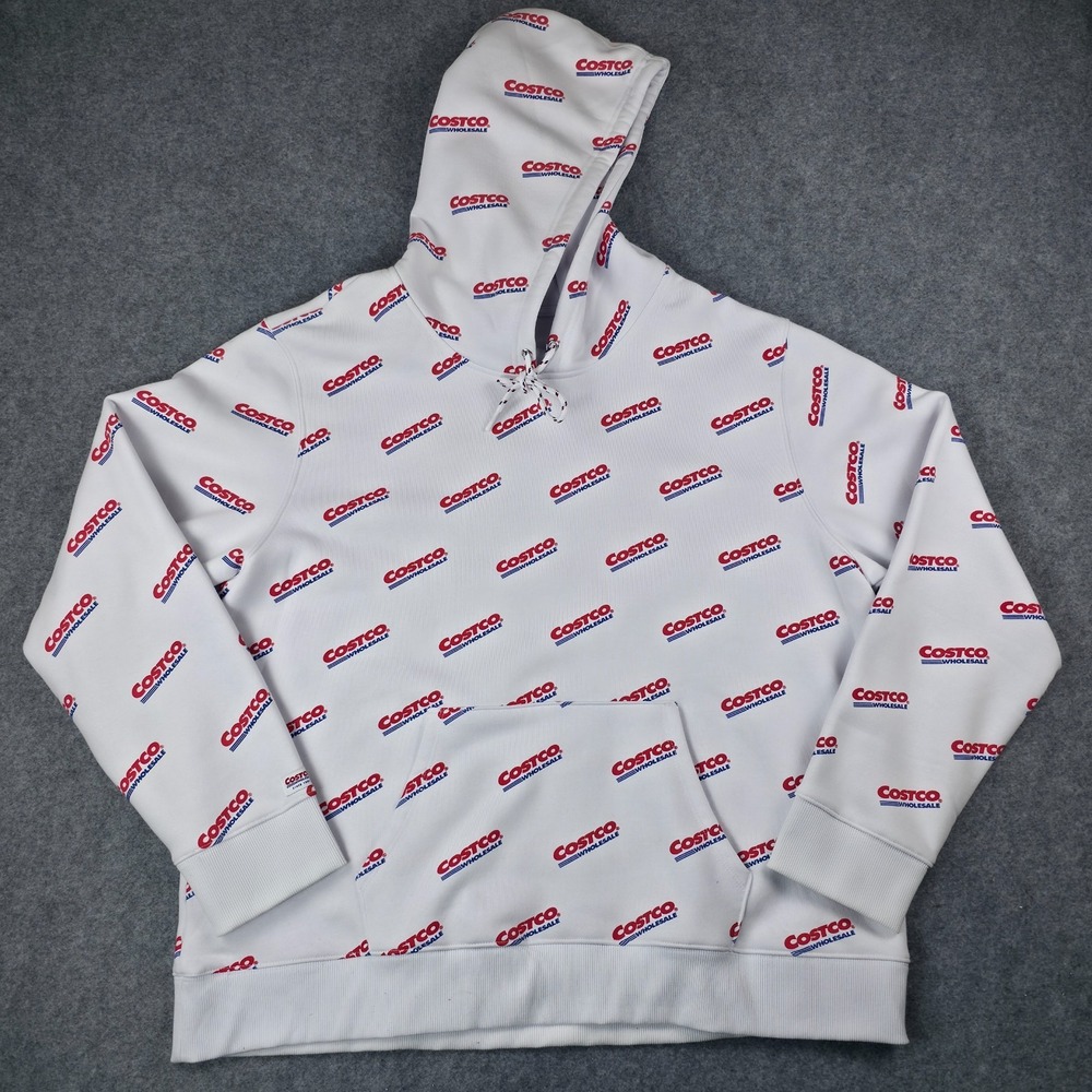 Kirkland Signature Costco Hoodie Sweatshirt Unisex Men 2XL Women 3XL White‎ AOP